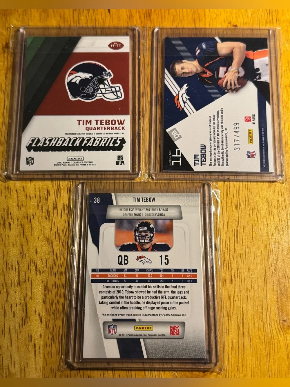 Tim Tebow Jersey Relic Rookie /499 /399 Broncos (lot of 3)